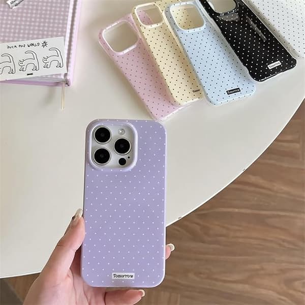 inewateri Compatible with iPhone 15 Case, Cute Fashion Dotted Design, Soft TPU Slim Protective Case Purple