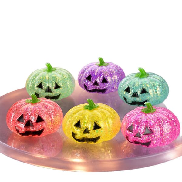 Halloween pumpa squishy stressleksak, glitter långsamt stigande fidget, spöklik sensorisk present för barn och vuxna avkoppling