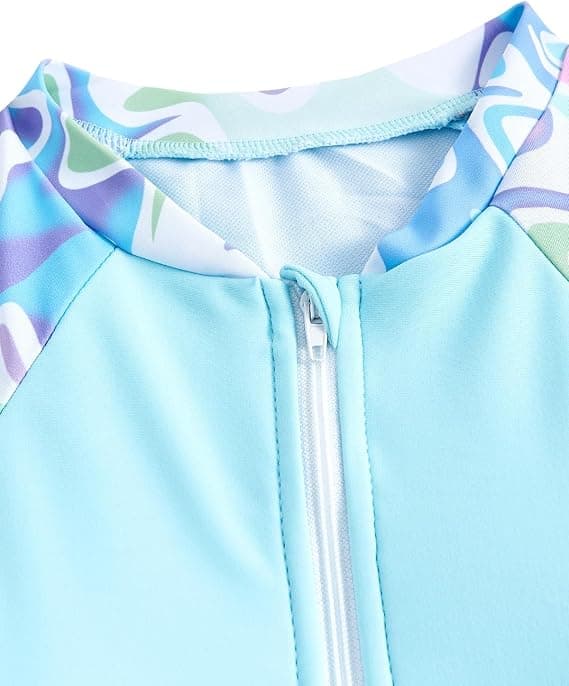 Børns todelte langærmede badedragtsæt sød lynlås Rash Guard hurtigtørrende strand yoga badetøj blue 8Y