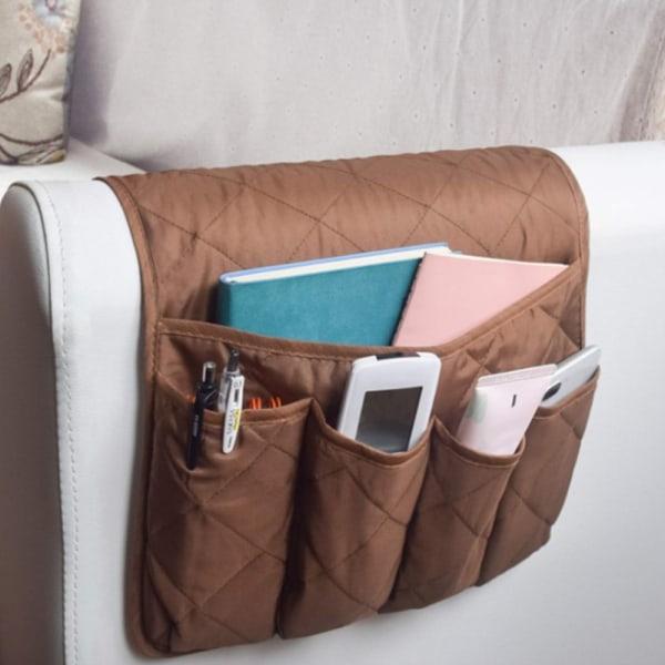 5 Fickor Soffa Armstöd Organizer Mugghållare Bricka Fåtölj Förvaring Grå Grey 35inch/90cm*13inch/34cm
