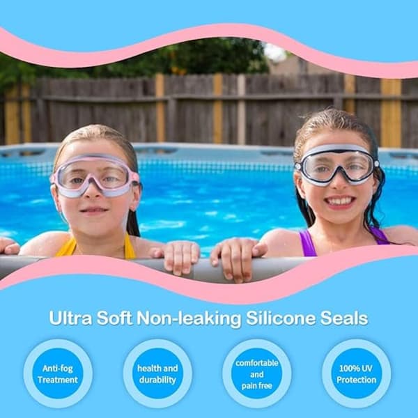 Ljusgröna Svarta Simglasögon för Barn 2-pack Anti-Imma UV-Skydd Bred Synfält Simglasögon för Åldrarna 3-14