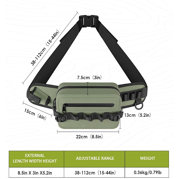 Vandtæt Luya-taske til taljen kan indsættes i stangen, lufttæt dykker multifunktionel crossbody brysttaske udendørs fiskegrej fiskestang Luya-taske