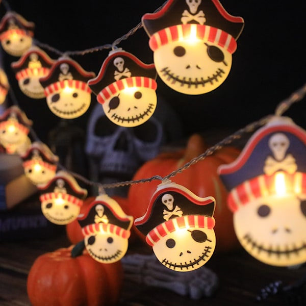 Joulu- ja Halloween-kurpitsavalaisin, lepakko- ja hämähäkkivalaisin, kallo-valoketju, koriste Style 2 Pirates