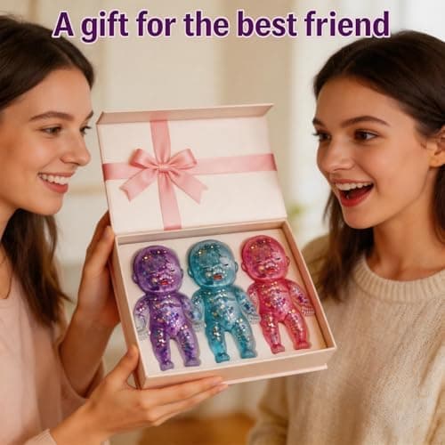 Glitterdukke Squishies Stressbold, Squishy Babies Sensorisk Fidget til Stresslindring, Blød Sød Klem, Bærbar Skrivebordsdekoration og Afslappende Gave