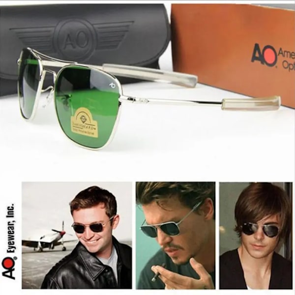 Lentäjäpilotti Aurinkolasit Miehet Naiset 2021 Vintage Merkki Designer Amerikkalainen Armeija Sotilas Optiset AO Aurinkolasit de sol masculino black-green
