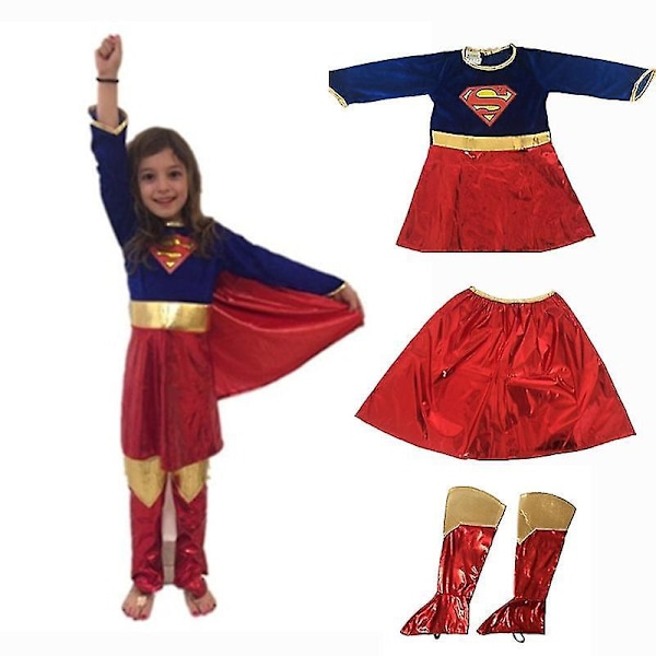 Voksne Barn Superhelt Cosplay Kostymer Super Jenter Kjole Sko Deksel Kostyme Superwoman Kjole Kvinne Super Kids full set