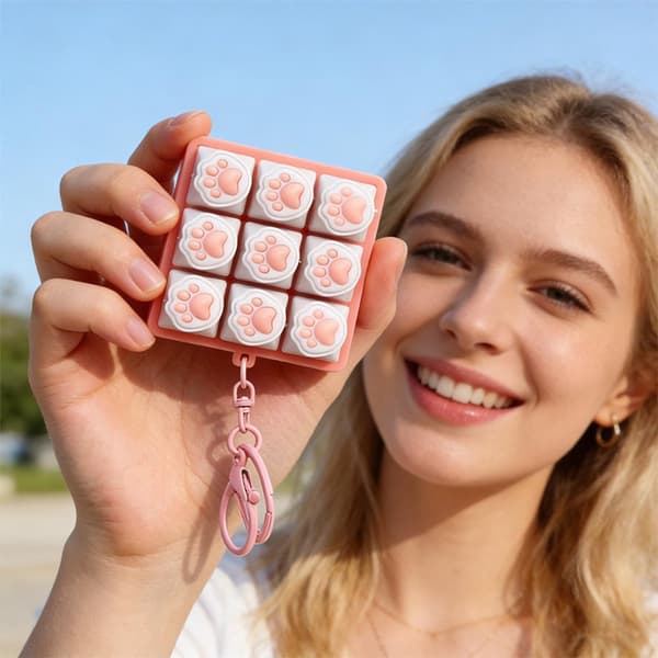 Tangentbordsfidgetleksak 2-pack 9 silikonknappar med kattassar, sensorisk stresslindring 6x6x3cm