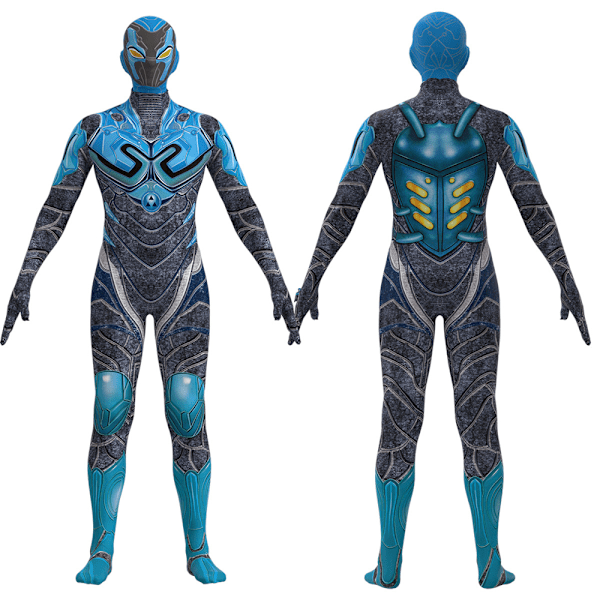 Barn Pojkar Flickor Blue Beetle Julkostym Jumpsuit Mask Set 120cm