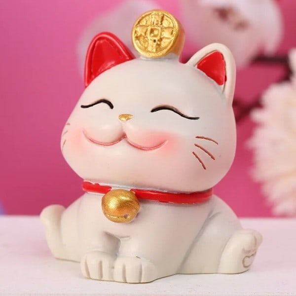 Håndlavede Søde Lykkekat Små Ornamenter Mini Bil Interiør Dekoration Resin C...