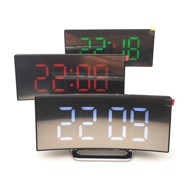 7 tums digital väckarklocka Böjd dimbar LED elektronisk Red