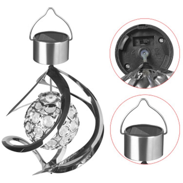 Aurinkoenergialla toimiva LED-tuulikello, värinvaihtolamppu, ulkokäyttöön, riippuva valo...