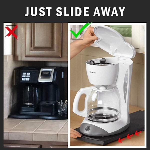 Svart multifunktionell utdragbar bricka för kök, utdragbar matta för kaffebryggare, mixer, köksmaskin, hushållsapparater, brödrost