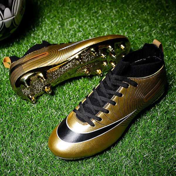 KIDENG Fotbollsskor för Barn Pojkar Flickor Fotbollsskor Gräs Träning Sportskor Sneakers Yj723 Guld 35