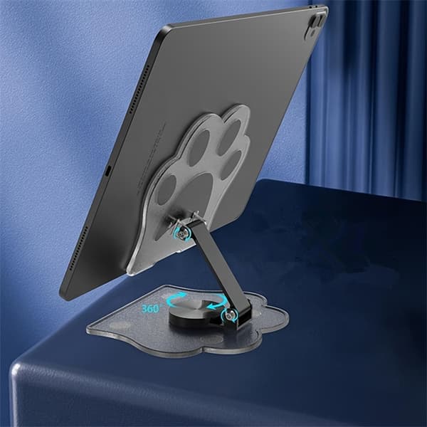 Justerbart telefonstativ med kattepote, 360° roterbart sammenleggbart stativ for skrivebord 【vit】