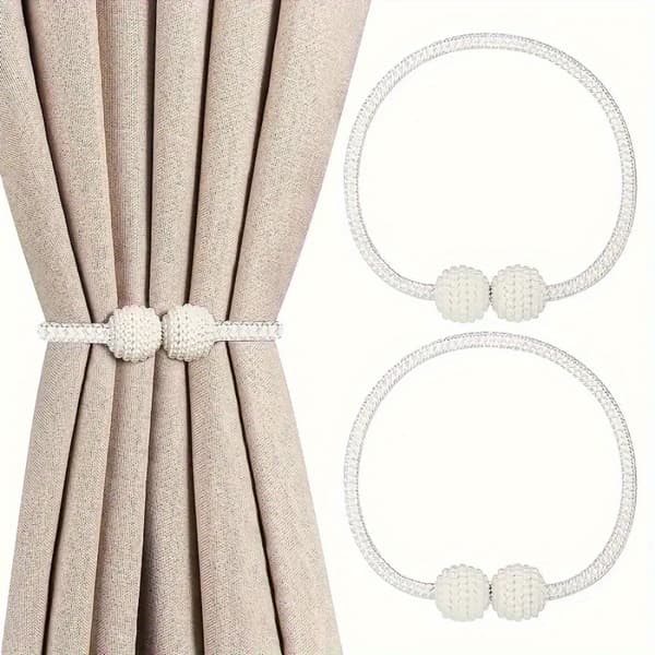 Magnetiske gardinholdere med perlekule-design, 2-pakning Vit 2 st