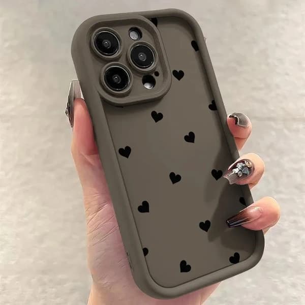 Matt hjerte-design telefondeksel kompatibelt med iPhone 7 til 17 Pro Max[ZHE] For iPhone 11 4