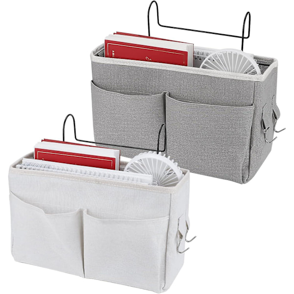 2-pack Vattentät Sängficka i Canvas, Grå & Vit [ZHE]