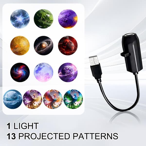 USB-projektorlampe Natlampe Roterbare scener Projektor Til