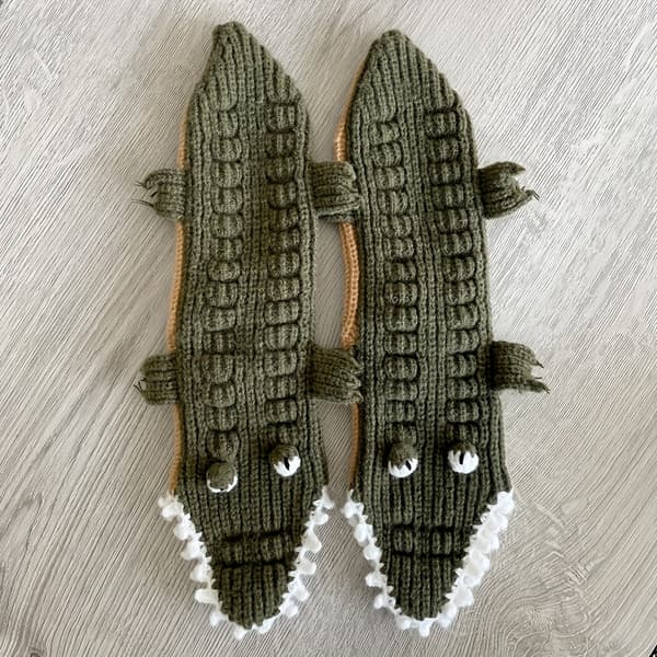 Unisex jule-krokodillesokker til kneet, varme vinter-tegneseriesokker One-size Green