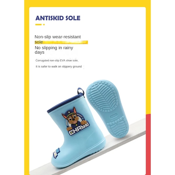 Paw Patrol Chase Skye Anime Tegnede Søde Børns Regnstøvler til Drenge og Piger Vandtætte EVA Gummi Anti-Slip Toddler Børns Regnstøvler Rocky Rocky 16cm