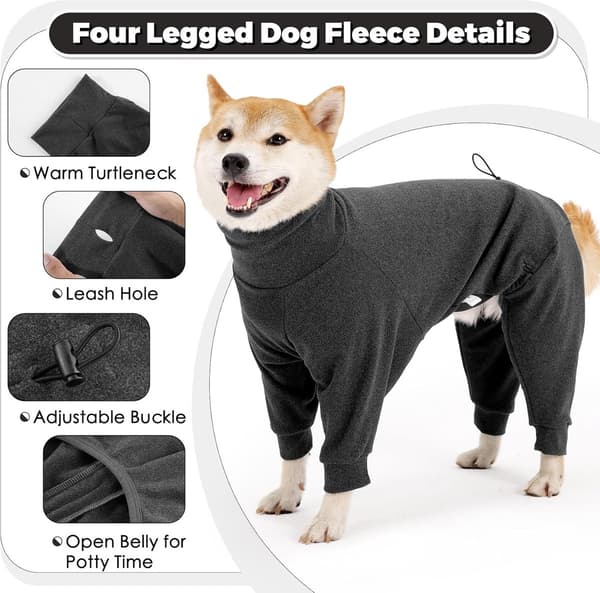 Fleece hundtröja vinterjacka med ben pyjamas XL