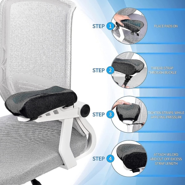 Ergonomiske armleneputer for kontorstol, albuestøttepute for datamaskin, Gami...
