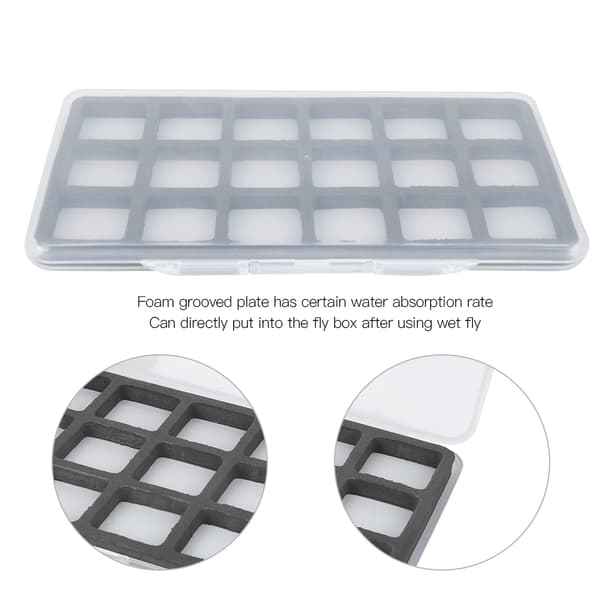 ABS Magnetic Fly Fishing Tackle Box 18 Compartments Foam Storage Case for Hooks Lures Accessories