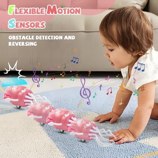 Dancing Octopus Toy, Octopus Toy, Automatic Crawling Dancing Octopus with Obstacle Detection, Crawling Octopus with LED Music pink