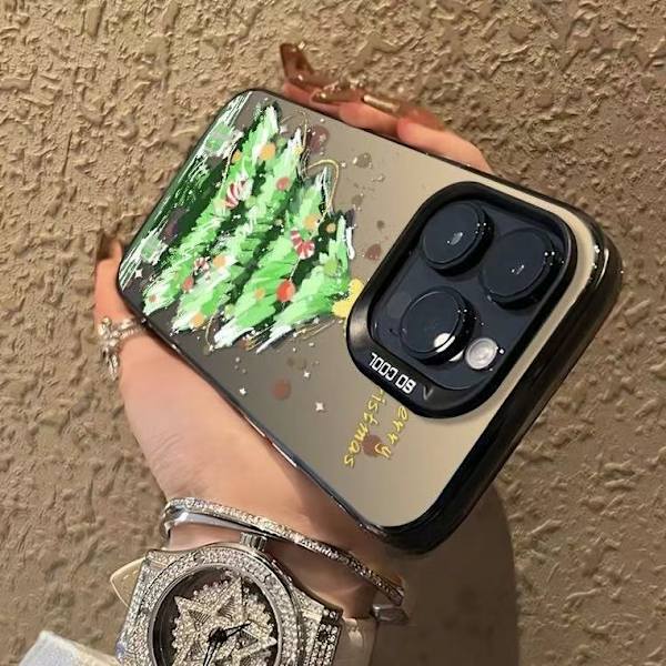 Kuuma myynti Joulukuusi värikäs hopea matkapuhelinkotelo iPhone 16 15 Pro Max 14 13 12 11 IMD läpinäkyvä iskunkestävä kotelo Style 1 iPhone 16 plus