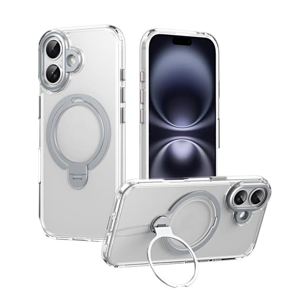 iPhone 17 Deksel med Dobbel Ring MagSafe Magnetisk Holder Transparent