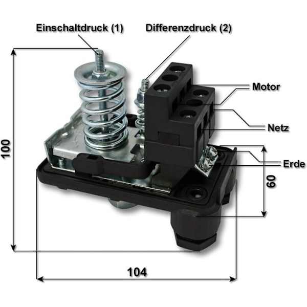 Tryckströmbrytare SK-9 230V 1-fas för hushållspump brunnspump--