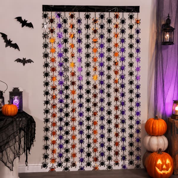 Halloweenfest Bakgrunnsdekorasjonssett med Gresskar og Edderkopp Regnbånd 2pcs Halloween Spide