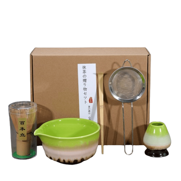 Ceramic Tea Set, Including Matcha Bowl, Matcha Whisk Holder, and Matcha Whisk, 5-Piece Set Multicolor[ZHE] multicolor