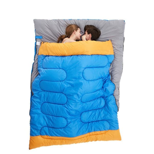 Sleeping Bag for Winter Camping, 2 Person, Blue/Blue-Grey