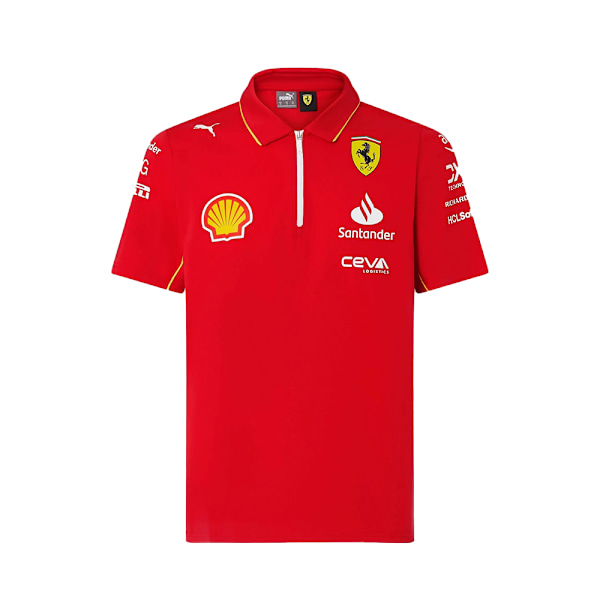 F1 Racing Team Racer Rød Skjorte Formel 1 Kortarmet Glidelås Polo T-skjorte 2XL