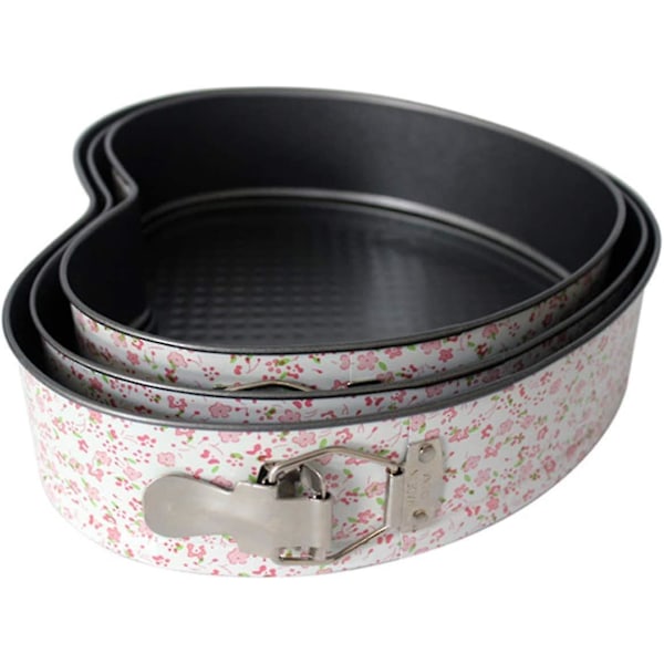 Set med 3 Hjärtformade Springformspannor, Icke-klibbiga, Pannon-stick, för Cheesecake, Hjärtformade Kakformar, DIY Bakning