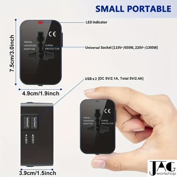 Universal rejseadapter med EU/US/UK/AU-stik, kompatibel med iPhone, Samsung, Android, iPad, bærbare computere SF-931