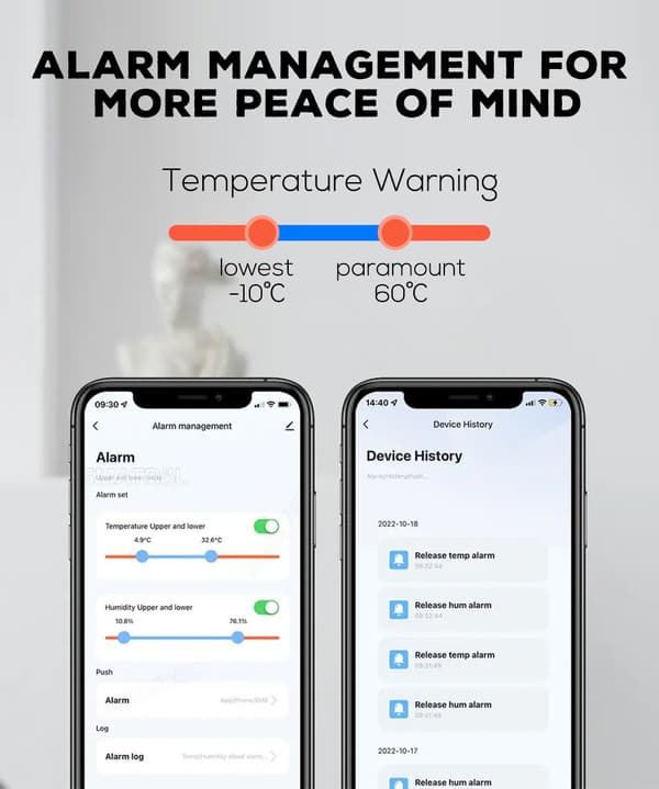 Smart WiFi Termometer & Hygrometer 4-pack med appvarningar och fjärrövervakning [ZHE]