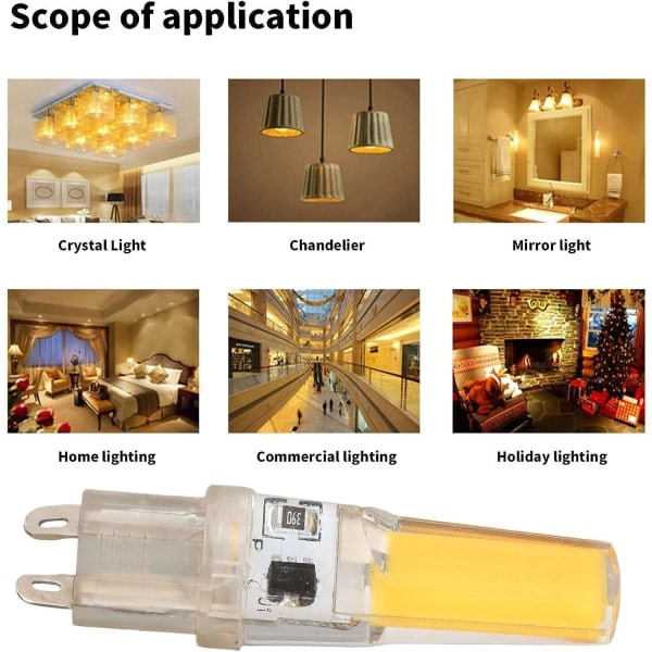 6 stk. 220V 5W G9 LED-pærer Dæmpbar 500LM COB-lampe til hjemmet