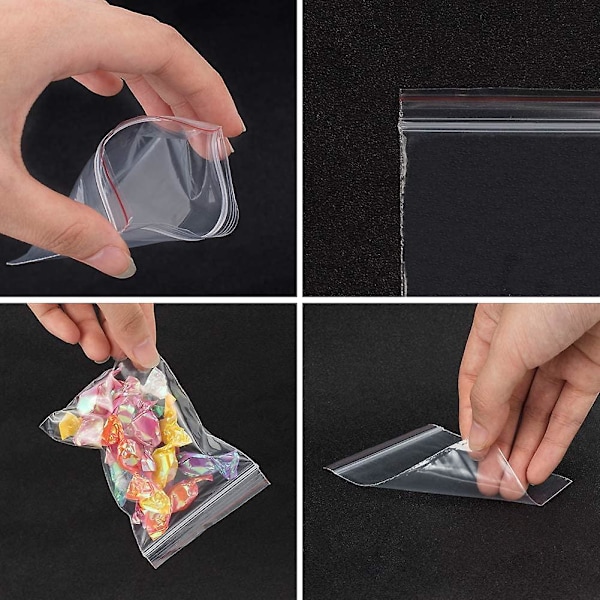 500 stk. plastposer med lynlås, transparente små lommer 10x7cm Tykkelse: 0,04 mm