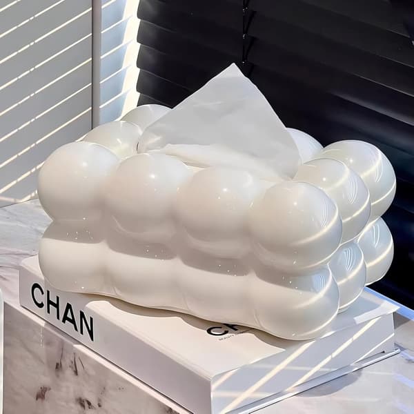 Vit Minimalistisk Rektangulär Tissue Box Hållare i Plast 20 x 13 x 9 cm Dekorativ Förvaringslåda för Pappersnäsdukar