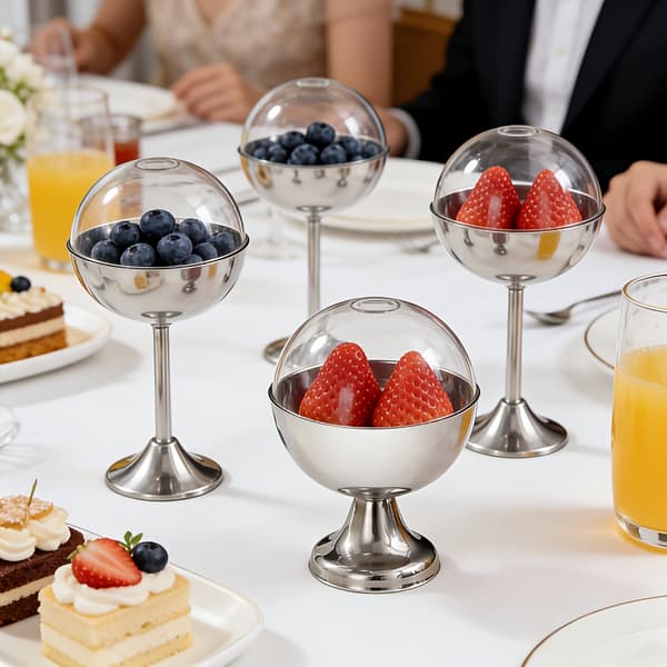 Dessertskåle i rustfrit stål med fod til is, budding og snacks 6pc cup set