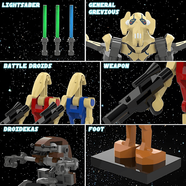 Star Wars 28-delt Battle Droid Minifigur Sæt med General Grievous & Droideka[ZHE]
