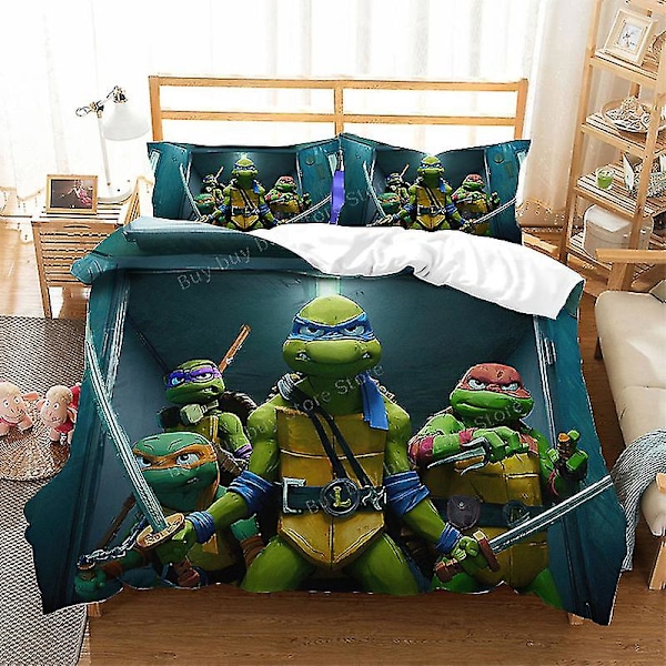 2023 Teenage Mutant Ninja Turtles Ny film Sängkläder Set Örngott Set Barn Anime Rum Inredning Cover Present T-11 AU Double-180x210cm