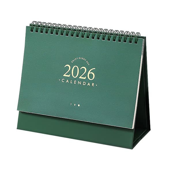 2026 Bordskalender med Metallringar för Hem & Kontor, Grön[ZHE]