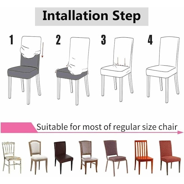 Hem Elastisk Matstol Överdrag Siamese Stol Överdrag (6PCS Grå)