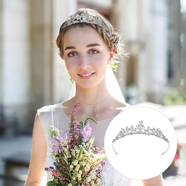 1 Stycke Prinsesskrona Dam Rapunzel Kostym Brudkrona Fe Silver Tiara Damkarneval Silverkrona, 13*3.3cm, Legering, Kristall