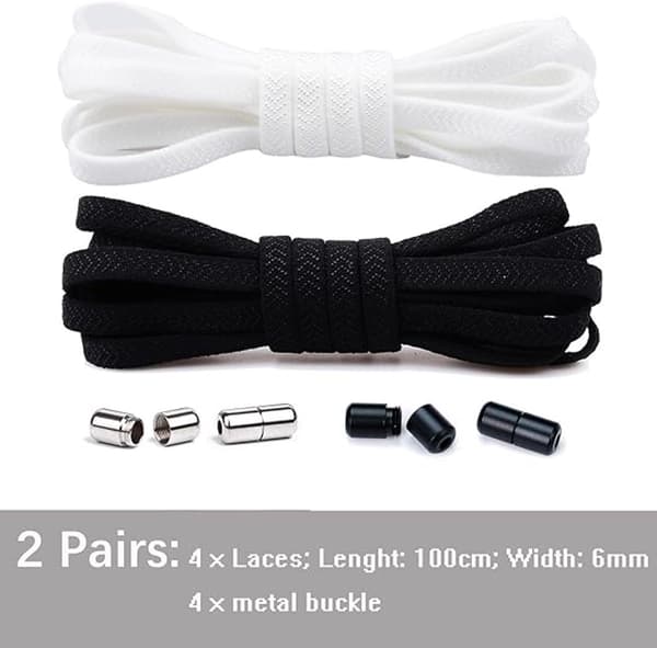 Elastisk flat skolisse 2 stk med spenne, uten knyting for barn og voksne 105 cm lilla