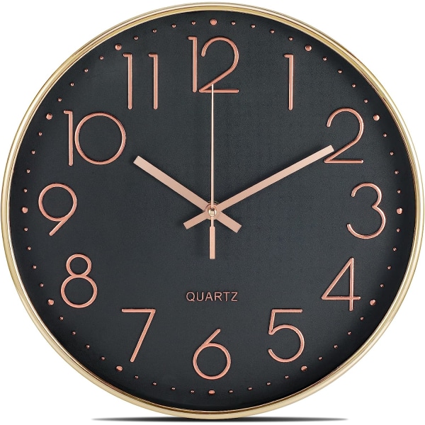Tyst Silent Quartz Analog Väggklocka - 30Cm - Ingen Tickande