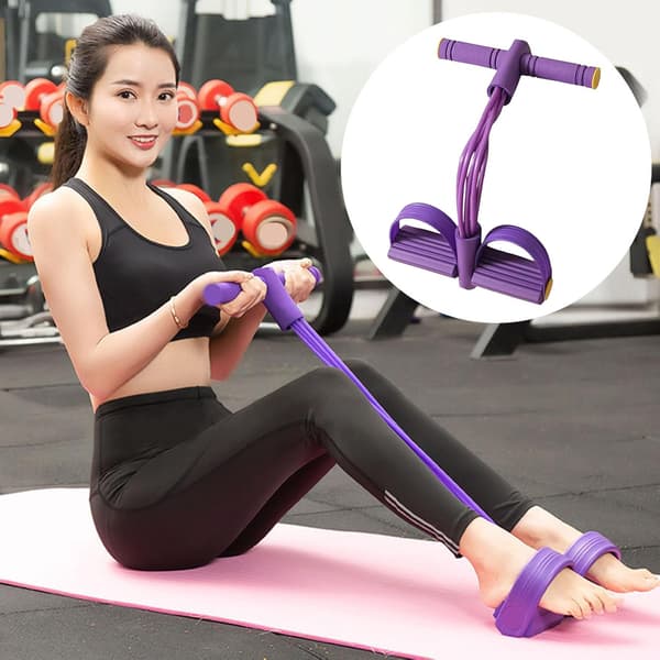 Multifunktionell elastisk yogarem, motståndsband för sit-up- och pull-up-träning, unisex Purple